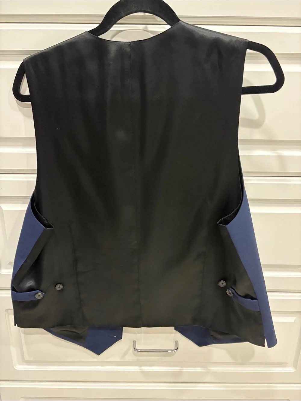 Men's Classic Blue Formal Vest with Contrasting Black Back